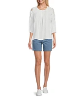 Intro Freedom Denim Flower Pull-On Shorts