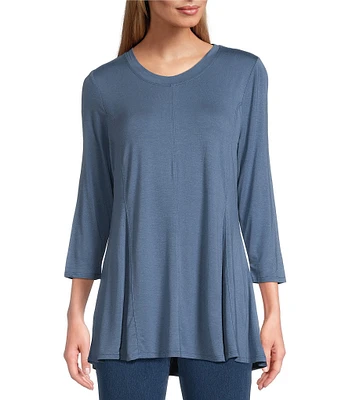 Intro Knit Jersey Scoop Neck 3/4 Sleeve A-Line Tee Shirt