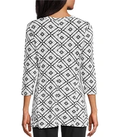 Intro Knit Jersey Scoop Neck 3/4 Sleeve Flare Hem Top