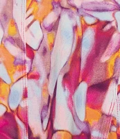 Intro Knit Jersey Watercolor Print Scoop Neck 3/4 Sleeve Flare Hem Top