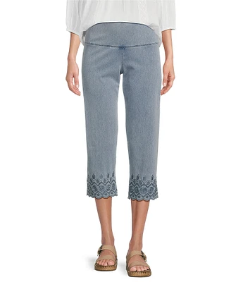 Intro Love the Fit Embroidered Hem Tummy Control Capri Leggings