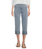 Intro Love the Fit Embroidered Hem Tummy Control Capri Leggings