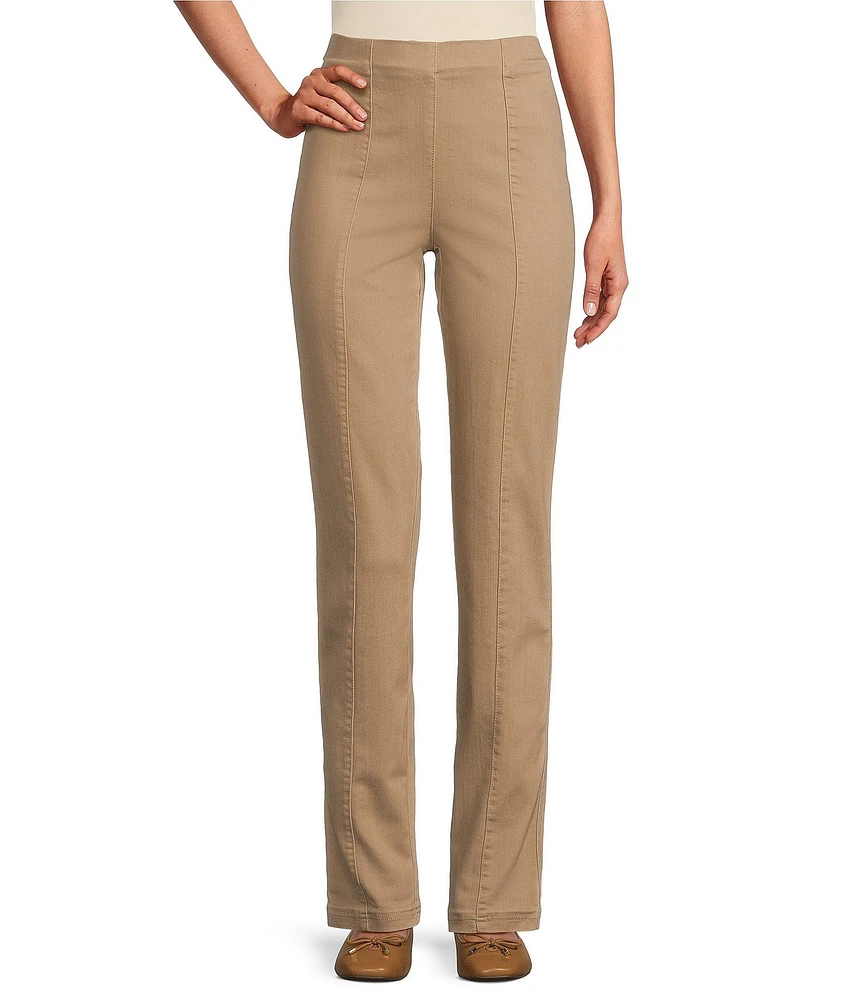 Intro Nia Hollywood Waist Seam Detail High Rise Straight Leg Pull-On Denim Pants
