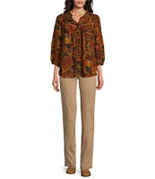 Intro Nia Hollywood Waist Seam Detail High Rise Straight Leg Pull-On Denim Pants