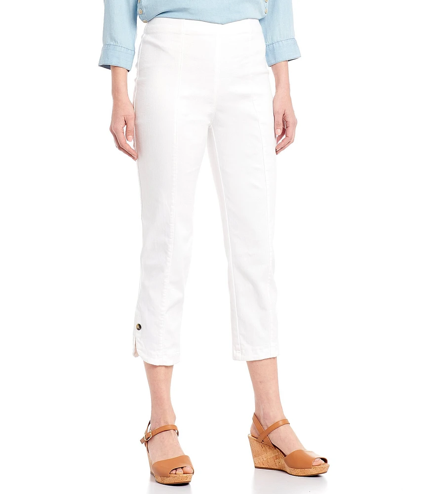 Intro Pull-On Curved Hem Elastic Waist Mid Rise Capri Pants