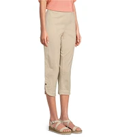 Intro Pull-On Curved Hem Elastic Waist Mid Rise Capri Pants