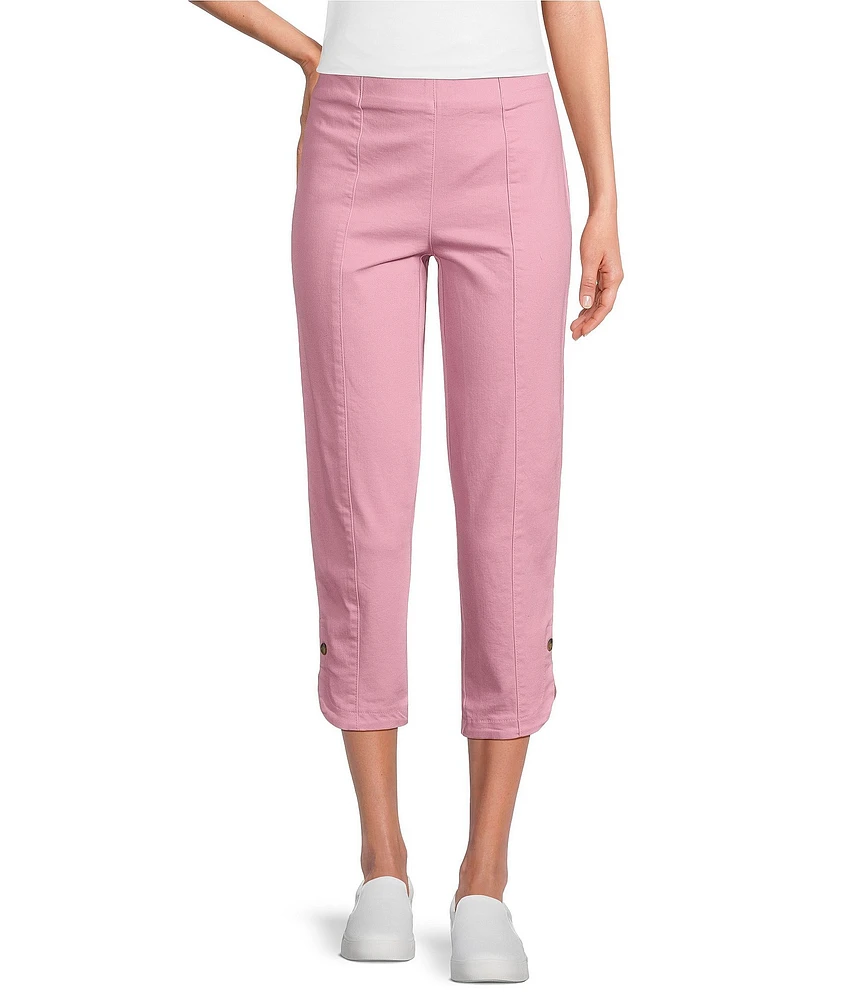 Intro Nia Pull-On Curved Hem Elastic Waist Mid Rise Capri Pants