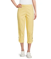 Intro Nia Pull-On Curved Hem Elastic Waist Mid Rise Capri Pants