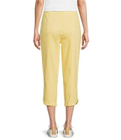 Intro Nia Pull-On Curved Hem Elastic Waist Mid Rise Capri Pants