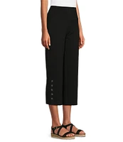 Intro Petite Size Aimee Side Button Trim Tummy Control Pull-On Capri Pants