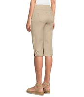 Intro Petite Size Heatseal Trim Side Hem Embellished Tummy Panel Mid Rise Bermuda Skimmer Shorts