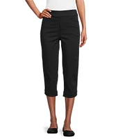 Intro Petite Size Iris Embroidered Hem Capri Pull-On Pants