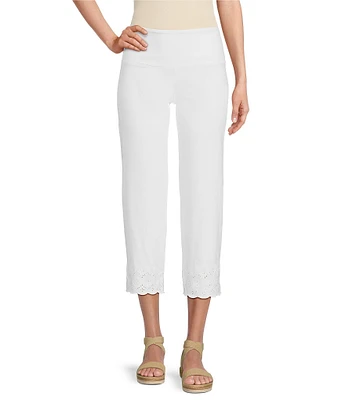 Intro Petite Size Love the Fit Embroidered Hem Tummy Control Capri Leggings