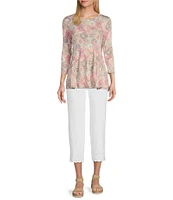 Intro Petite Size Love the Fit Embroidered Hem Tummy Control Capri Leggings