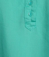 Intro Petite Size Lyocell Slub Long Roll-Tab Sleeve Shirred Popover Top