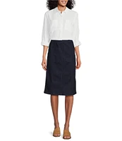 Intro Petite Size Nia Denim Tummy Control Waist Pull-On Pencil Skirt