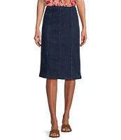 Intro Petite Size Nia Denim Tummy Control Waist Pull-On Pencil Skirt