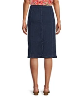 Intro Petite Size Nia Denim Tummy Control Waist Pull-On Pencil Skirt