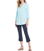 Intro Petite Size Pull-On Curved Hem Capri Pants