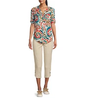 Intro Petite Size Pull-On Curved Hem Capri Pants