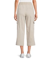 Intro Petite Size Rib Knit Pheobe Pull-On Cargo Capri Pants