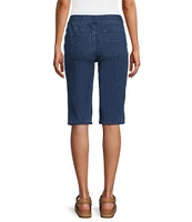 Intro Petite Size Rivet Trim Flower Skimmer Denim Pull-On Shorts
