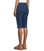 Intro Petite Size Rivet Trim Flower Skimmer Denim Pull-On Shorts