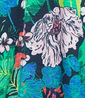Intro Petite Size Tropic Botanical V-Neck Short Sleeve Tee