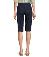Intro Petite Size Tummy Control Grommet Tab Hem Denim Pull-On Bermuda Shorts