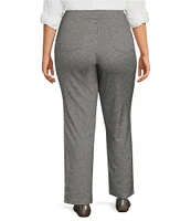 Intro Plus Size Bella Double Knit Geometric Diamond Border Print Straight Leg Pull-On Pant