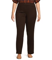 Intro Plus Size Bella Solid Double Knit Slim Hem Straight Leg Pants