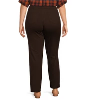 Intro Plus Size Bella Solid Double Knit Slim Hem Straight Leg Pants