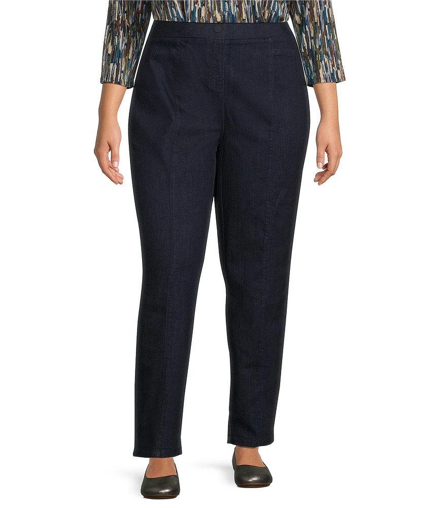 Intro Plus Size Bella Straight Leg Pull-On Denim Pants