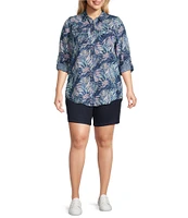 Intro Plus Size Daisy High Waisted Pull-On Stretch Denim Shorts