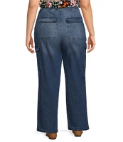 Intro Plus Size Felicia Straight Leg Cargo Denim Jeans