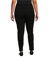 Intro Plus Size Flocked Plaid Tummy Control Love the Fit Leggings