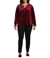 Intro Plus Size Flocked Plaid Tummy Control Love the Fit Leggings