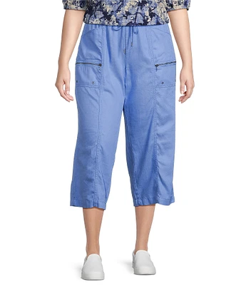 Intro Plus Size Kami Tencel Twill Drawstring Waist Pull-On Capri Pants