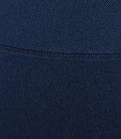 Intro Plus Size Knit Denim Tummy Control Button Side Trim Pull-On Capri Pants