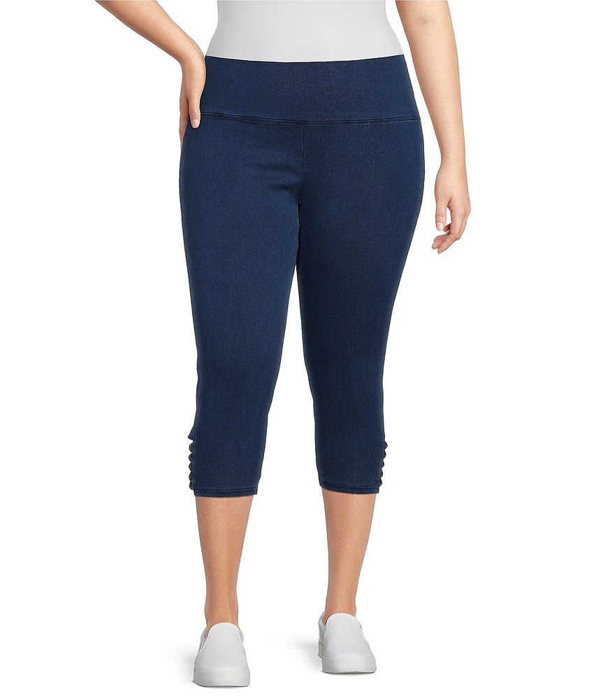 Intro Plus Size Love the Fit Novelty Twist Hem Detail Pull-On Knit Denim Leggings