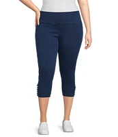 Intro Plus Size Love the Fit Novelty Twist Hem Detail Pull-On Knit Denim Leggings