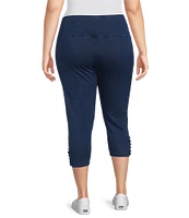 Intro Plus Size Love the Fit Novelty Twist Hem Detail Pull-On Knit Denim Leggings