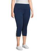 Intro Plus Size Love the Fit Novelty Twist Hem Detail Pull-On Knit Denim Leggings