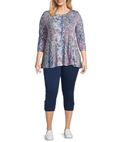 Intro Plus Size Love the Fit Novelty Twist Hem Detail Pull-On Knit Denim Leggings