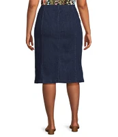 Intro Plus Size Nia Denim Tummy Control Waist Pull-On Pencil Skirt