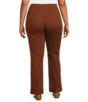 Intro Plus Size Nia Slimming High Waist Gold Tone Stitching Detail Pull-On Flare Leg Pants