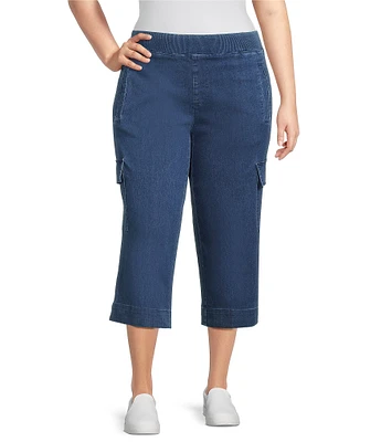 Intro Plus Size Pheobe Freedom Denim Pull-On Capri Cargo Pants