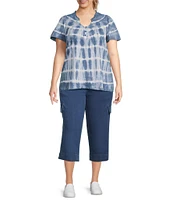Intro Plus Size Pheobe Freedom Denim Pull-On Capri Cargo Pants