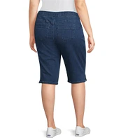 Intro Plus Size Rivet Trim Flower Skimmer Denim Pull-On Shorts