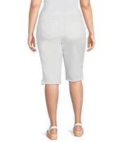 Intro Plus Size Rivet Trim Flower Skimmer Denim Pull-On Shorts